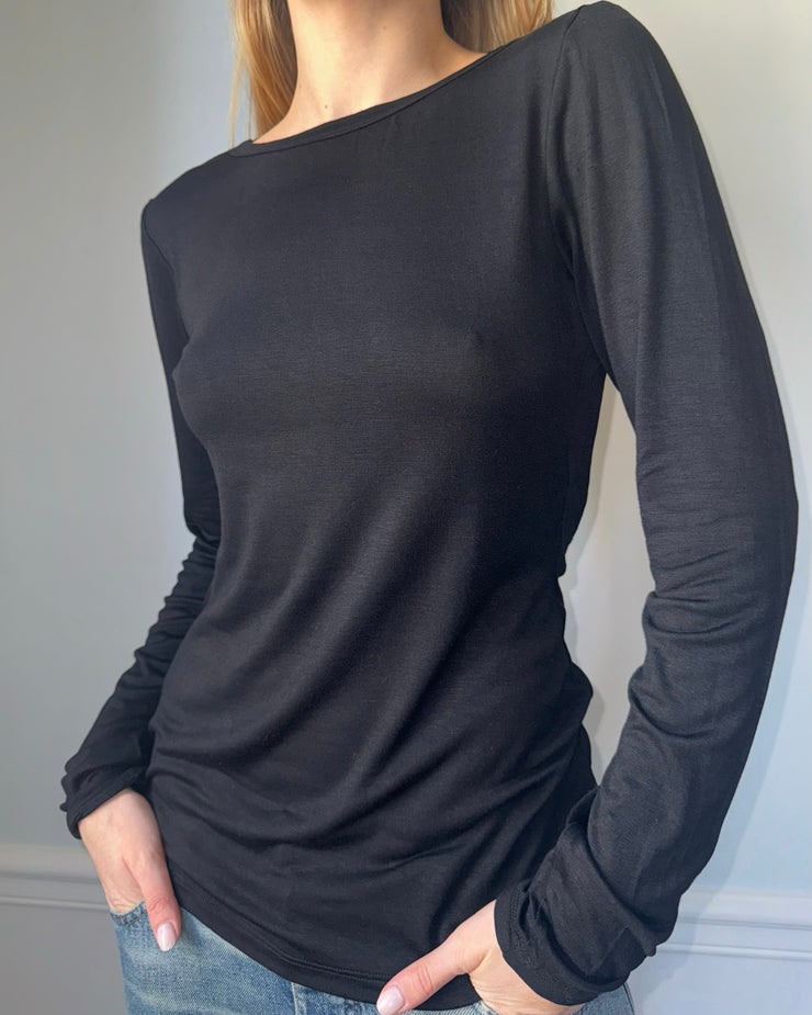 Chiara Long Sleeve Backless Top – White & Black (Limited Edition)