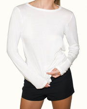 Chiara Long Sleeve Backless Top – White & Black (Limited Edition)