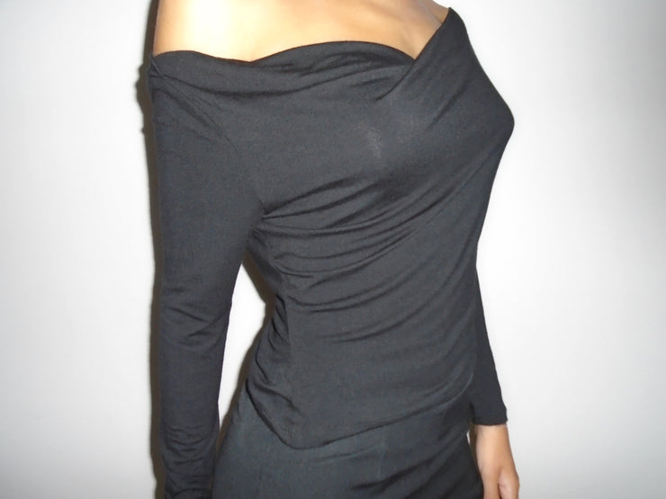 Gisele Cowl Neck Off-Shoulder Long Sleeve Top